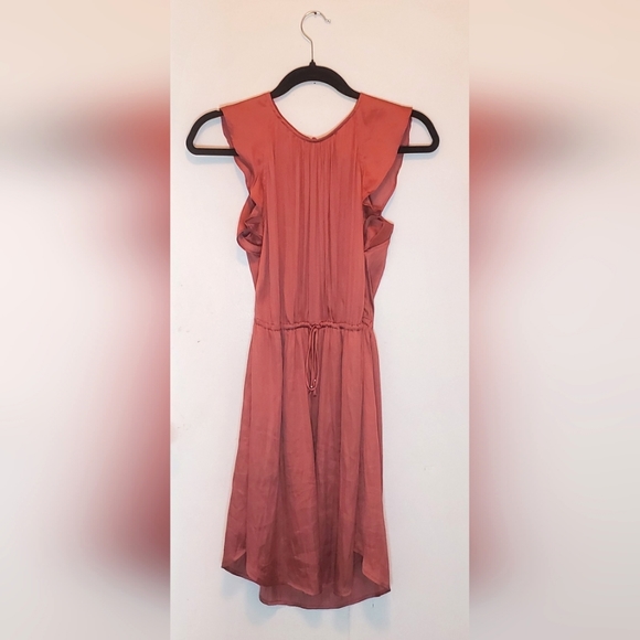 Satin copper mini dress with tie waist - Picture 1 of 3